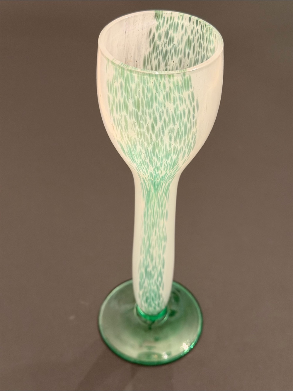 VTG Johansfors Sweden Uarda Glass Bud Vase M. Schotte MCM Green White RARE